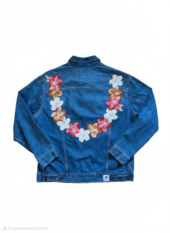 Lucky Brand Appliqué Lei Denim Trucker Jacket